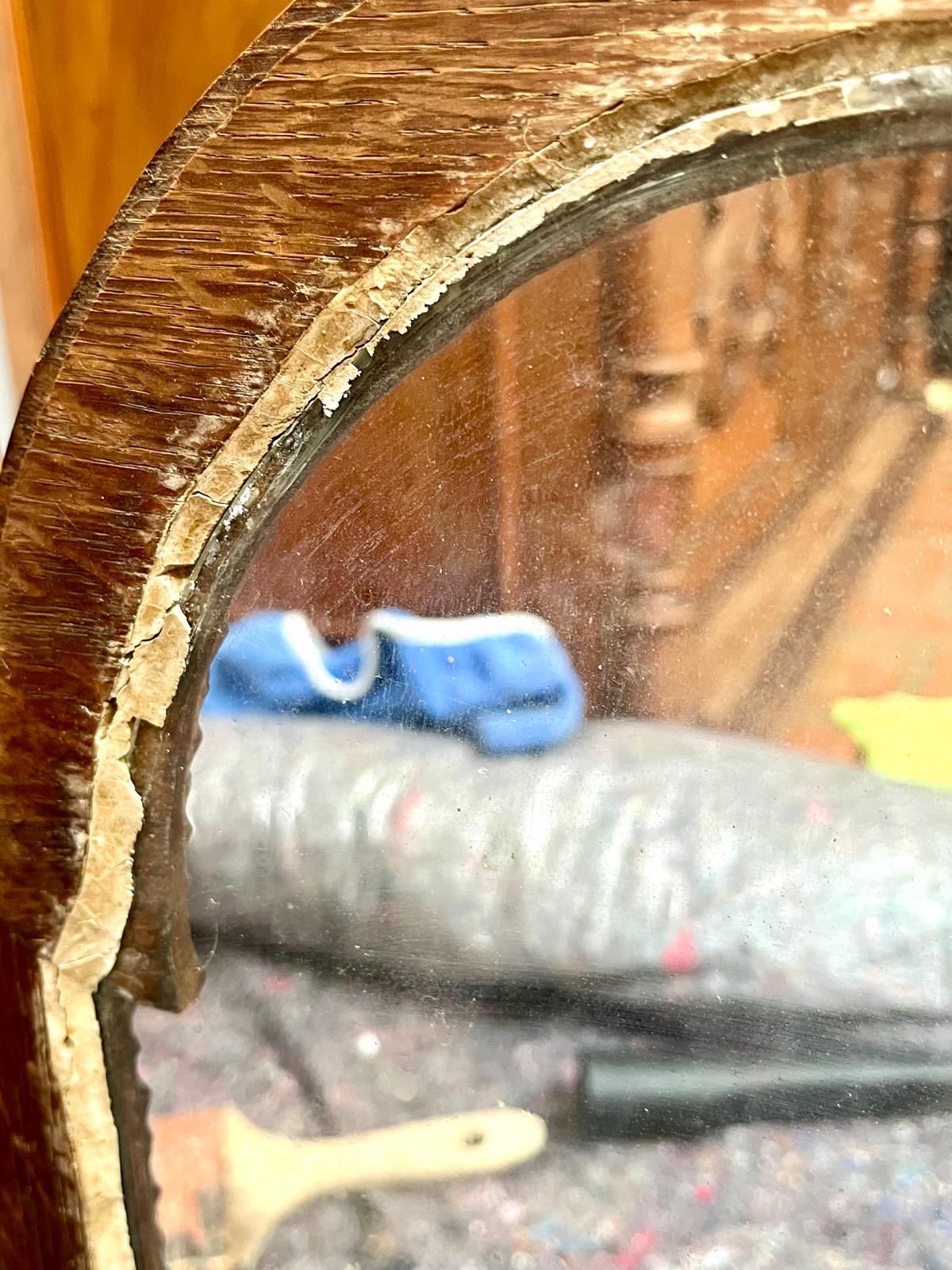 A macro shot of the rebate — the old glazing putty crumbling at the slightest touch