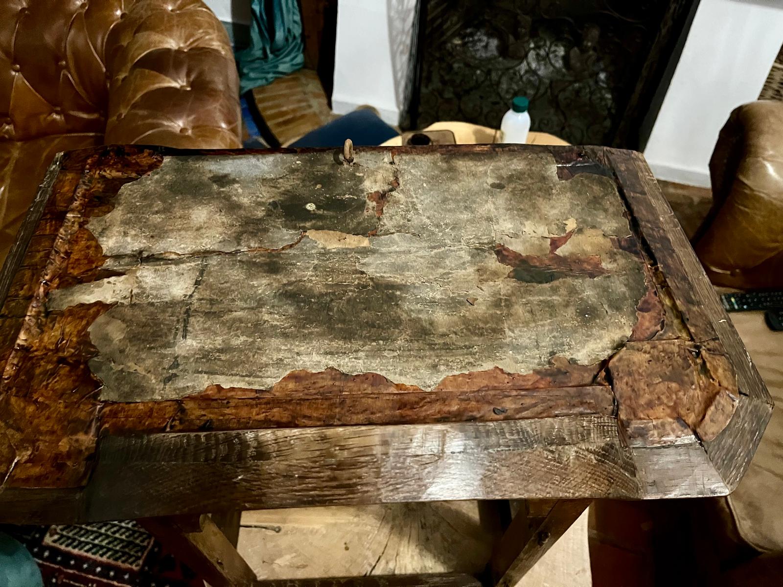 An overall view of the finished hood, with its wooden frame