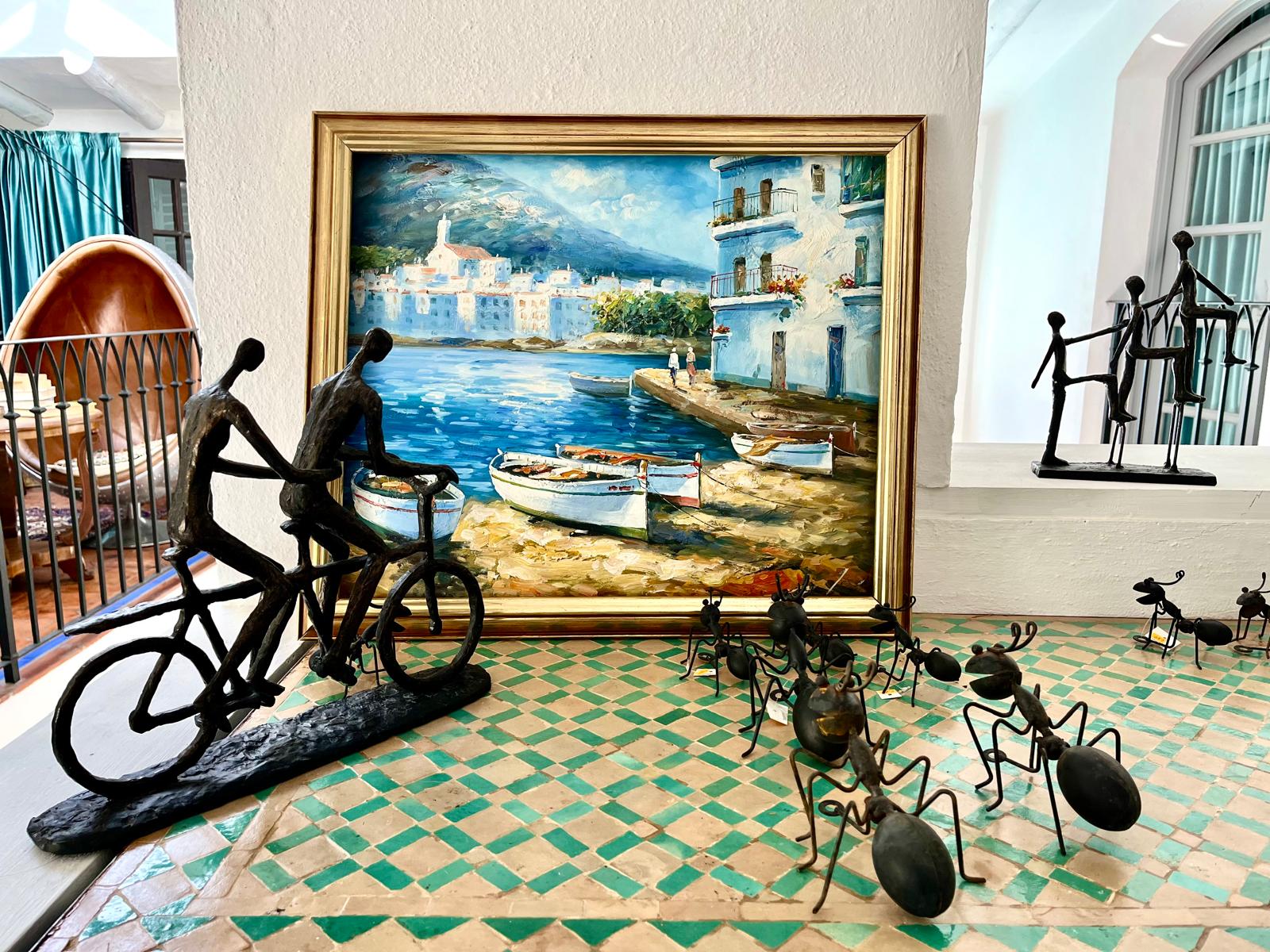 Another AI take: the cyclists and ants come alive beside the Cadaqués painting